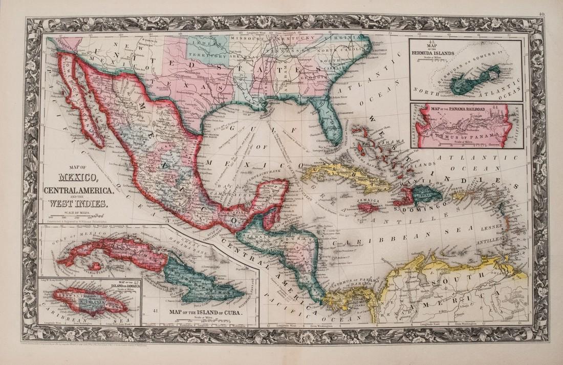 Mitchell: Antique Map of the Caribbean & Mexico, 1860 (1 of 1)