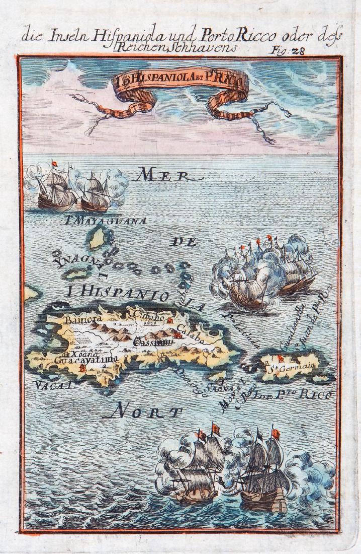 Mallet: Antique Map of Hispaniola / Puerto Rico, 1719 (1 of 1)