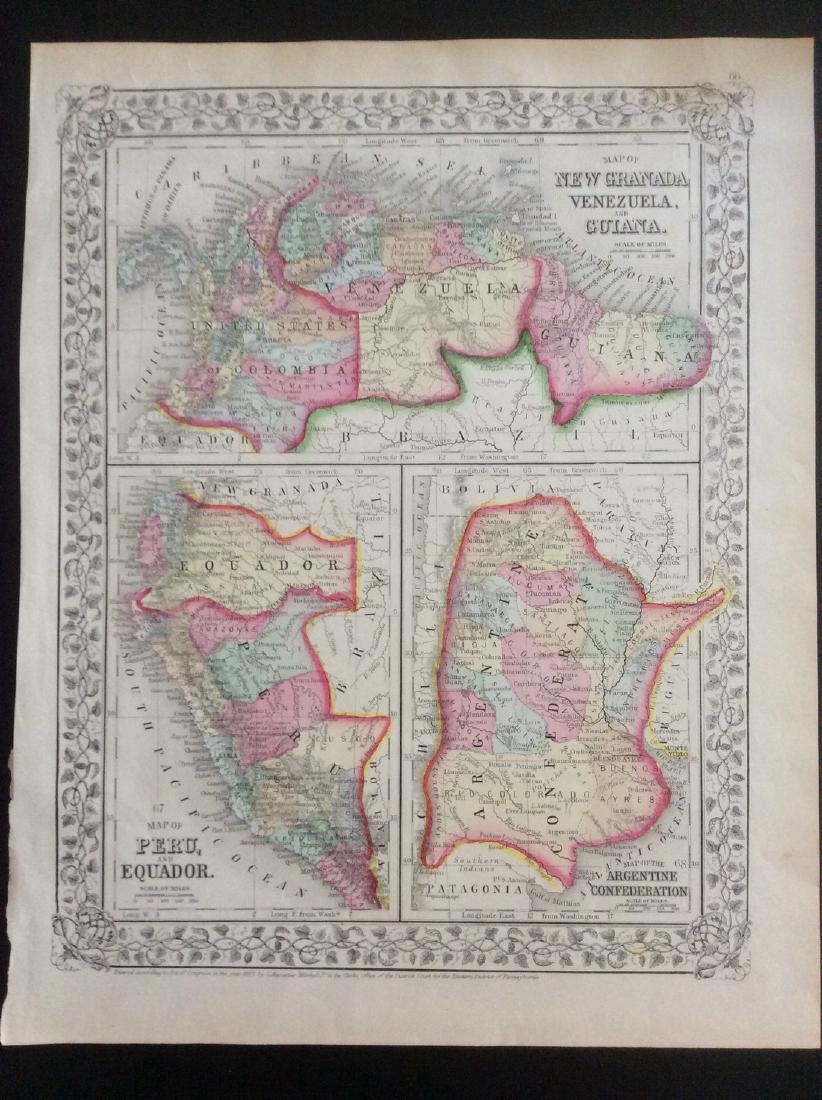 Mitchell: Antique Map of South American Countries, 1869 (1 of 1)