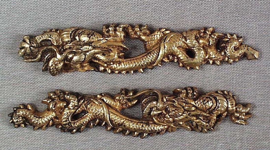 Pair of Antique Japanese Dragons Sword Menuki, 19th C (1 of 4)