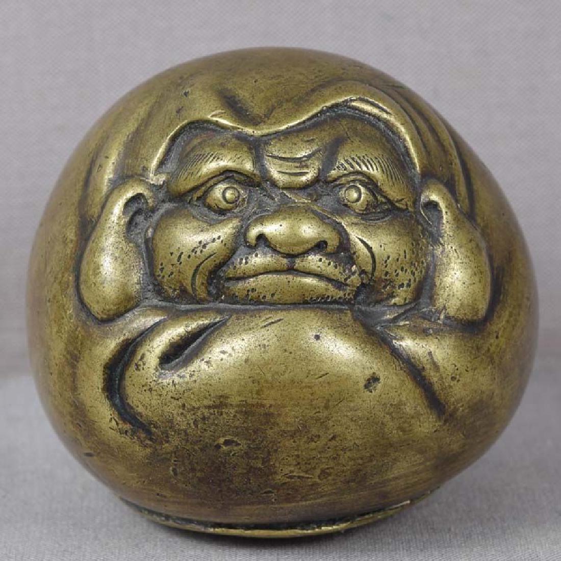Antique Japanese Bronze Scholar's Daruma Scroll Weight (1 of 6)