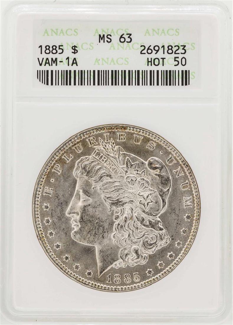 1885 $1 Morgan Silver Dollar VAM-1A ANACS MS63 (1 of 2)