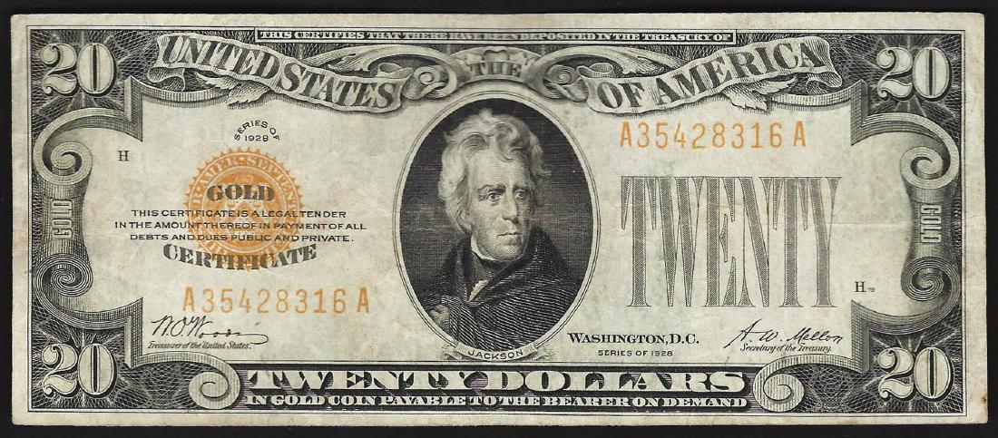 1928 $20 Gold Certificate Note (1 of 2)