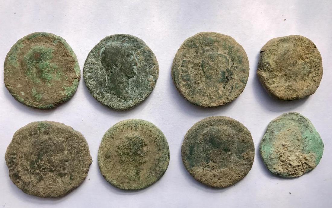 Lot OF 8 Large Ancient Roman Coins for Cleaning (1 of 2)