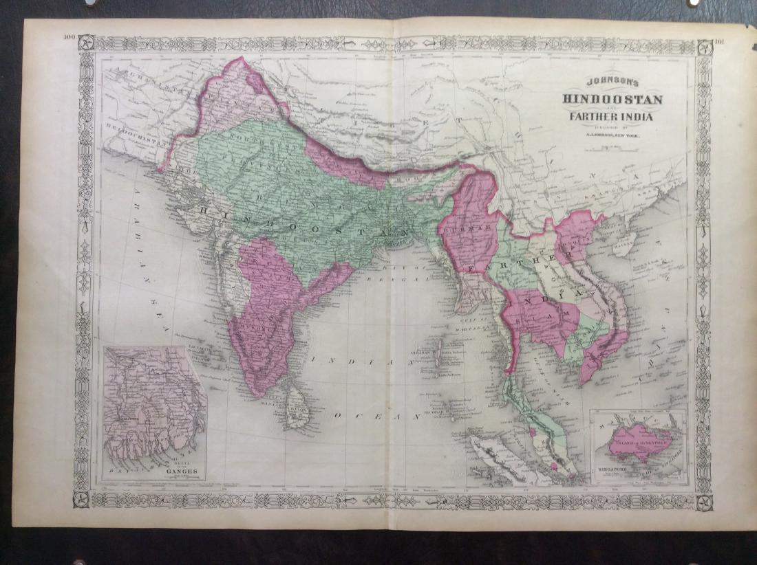 Johnson: Antique Map of Hindoostan & Farther India 1868 (1 of 1)