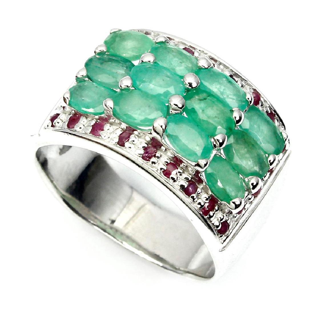Sterling Silver Emerald Ruby Ring, 2.73ctw (1 of 3)