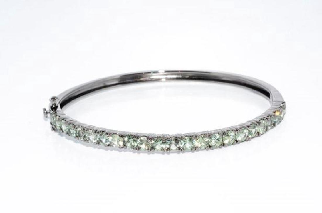 Sterling Silver Green Sapphire Bangle Bracelet, 5.92ctw (1 of 4)
