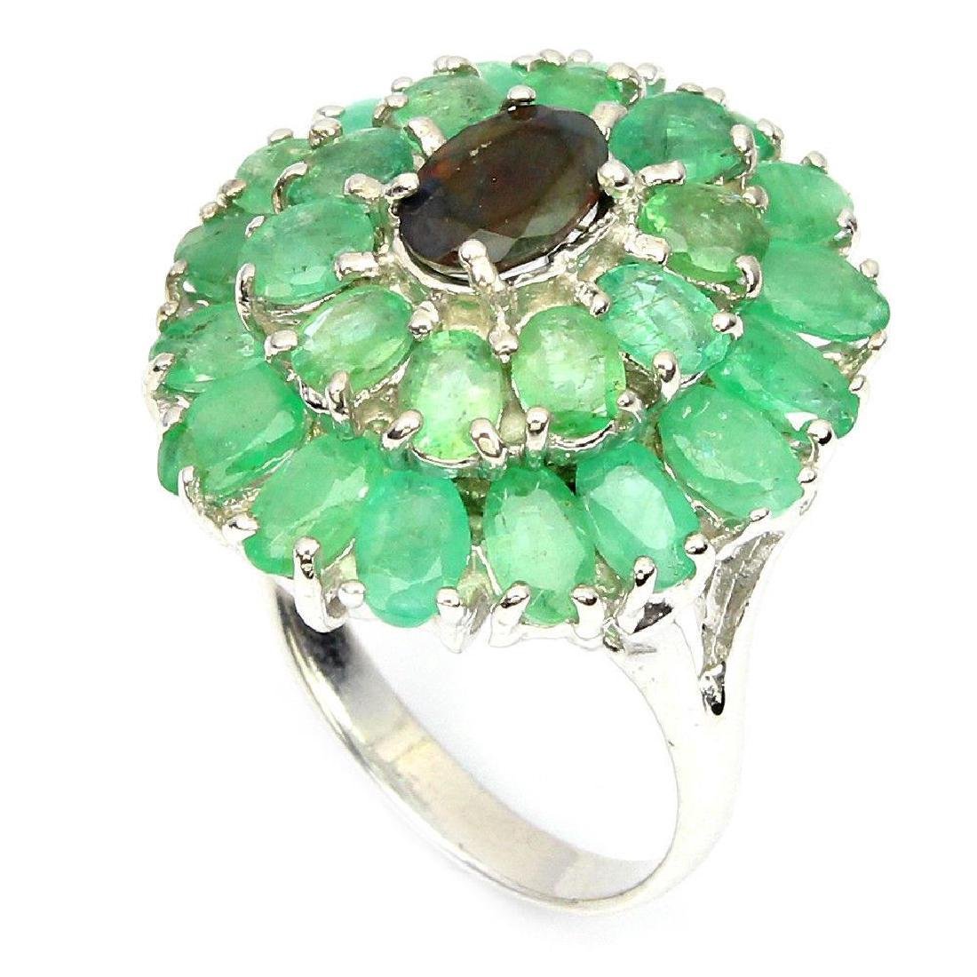 Sterling Silver Black Opal & Emerald Ring, 4.80ctw (1 of 3)