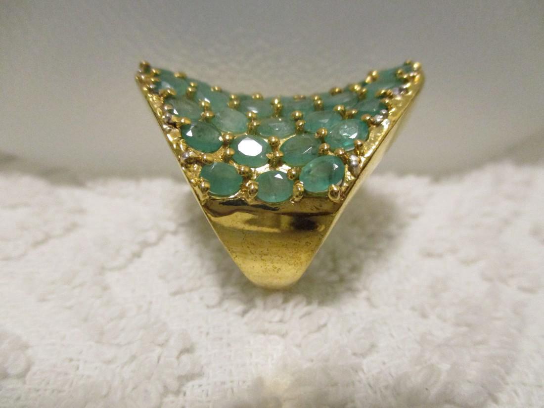 14K Gold Over Sterling Emerald Diamond Ring, 6.92ctw (1 of 2)