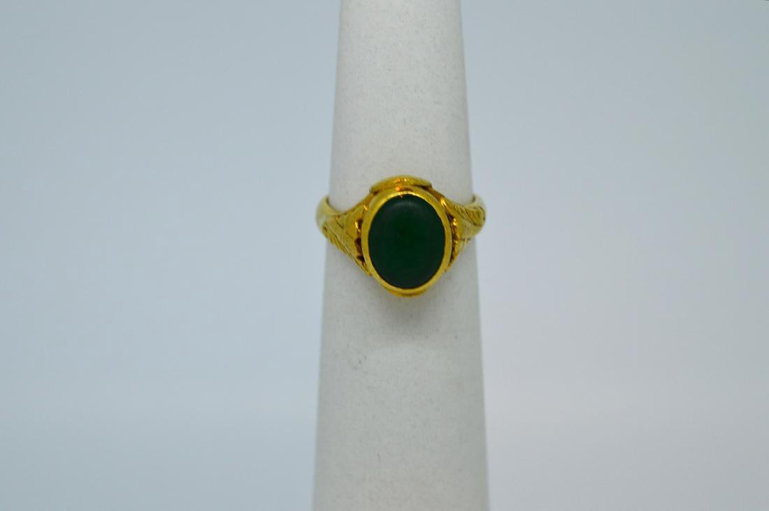 Antique Ladies 22K Yellow Gold & Jade Ring (1 of 4)
