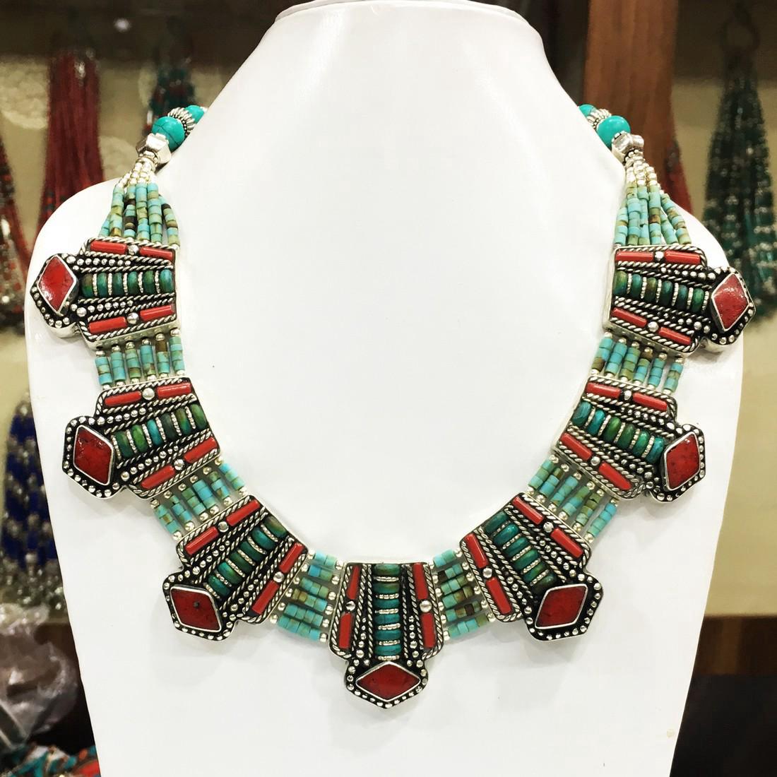 Vintage Tibetan Silver Women's Handmade Tribal Necklace (1 of 3)