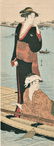 Eishi Chobunsai Woodblock Beauties in a Boat