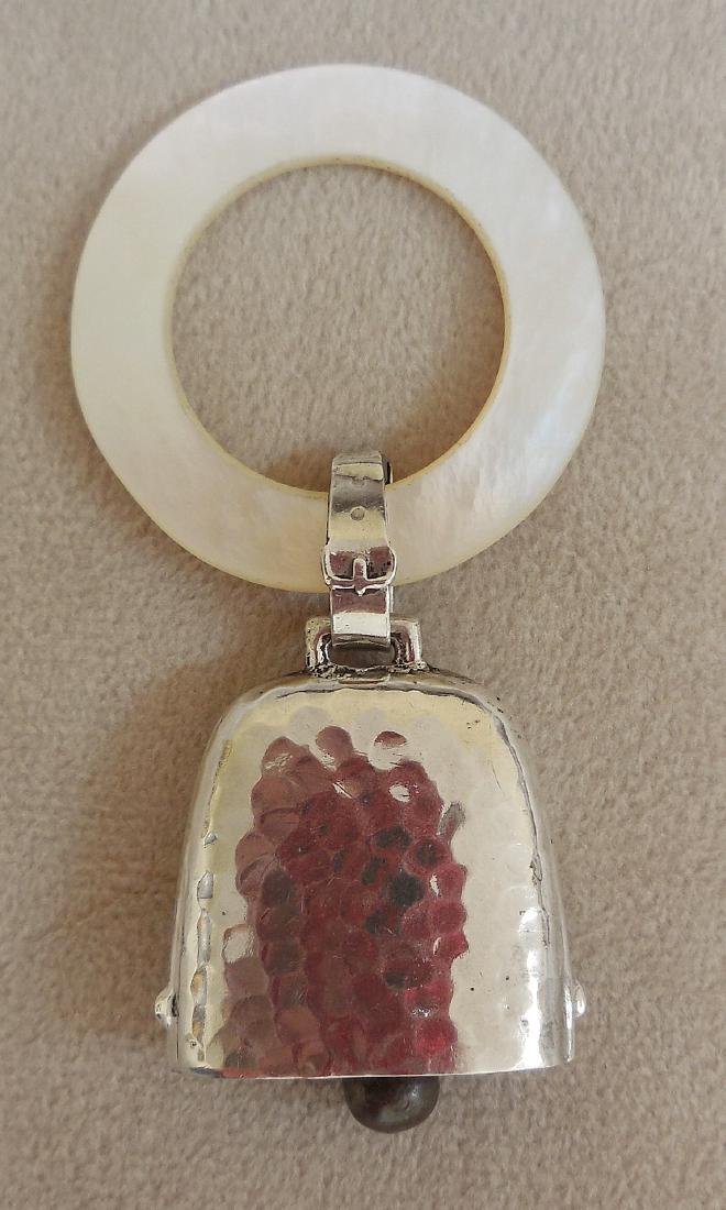 Vintage American Sterling Silver Mother of Pearl Rattle (1 of 3)