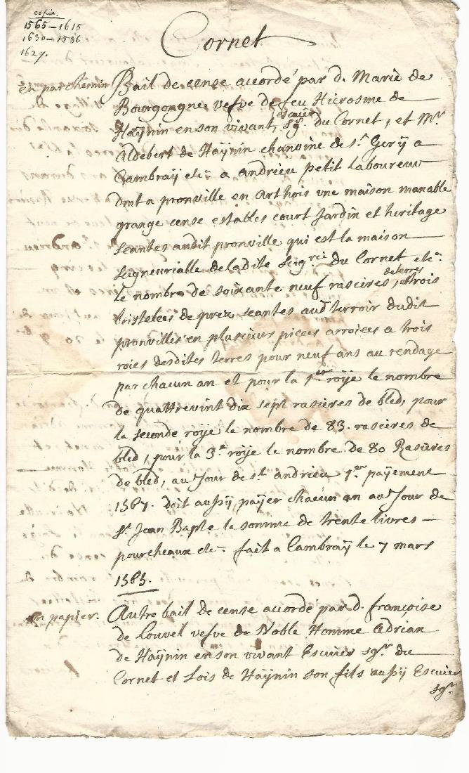 1627 French Manuscript Legal Document (1 of 2)