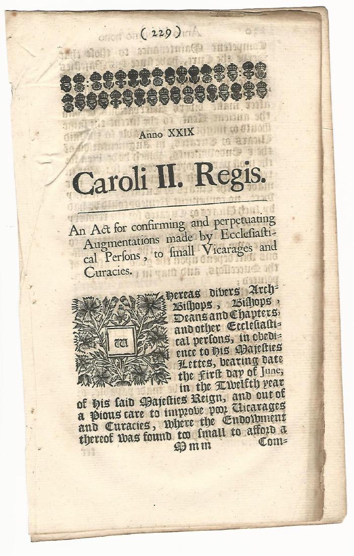 Group of English Acts Reign of Charles II (1 of 3)