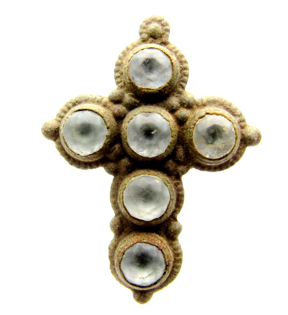 Late / Post Medieval Cross Pendant with Six WhiteGems (1 of 3)