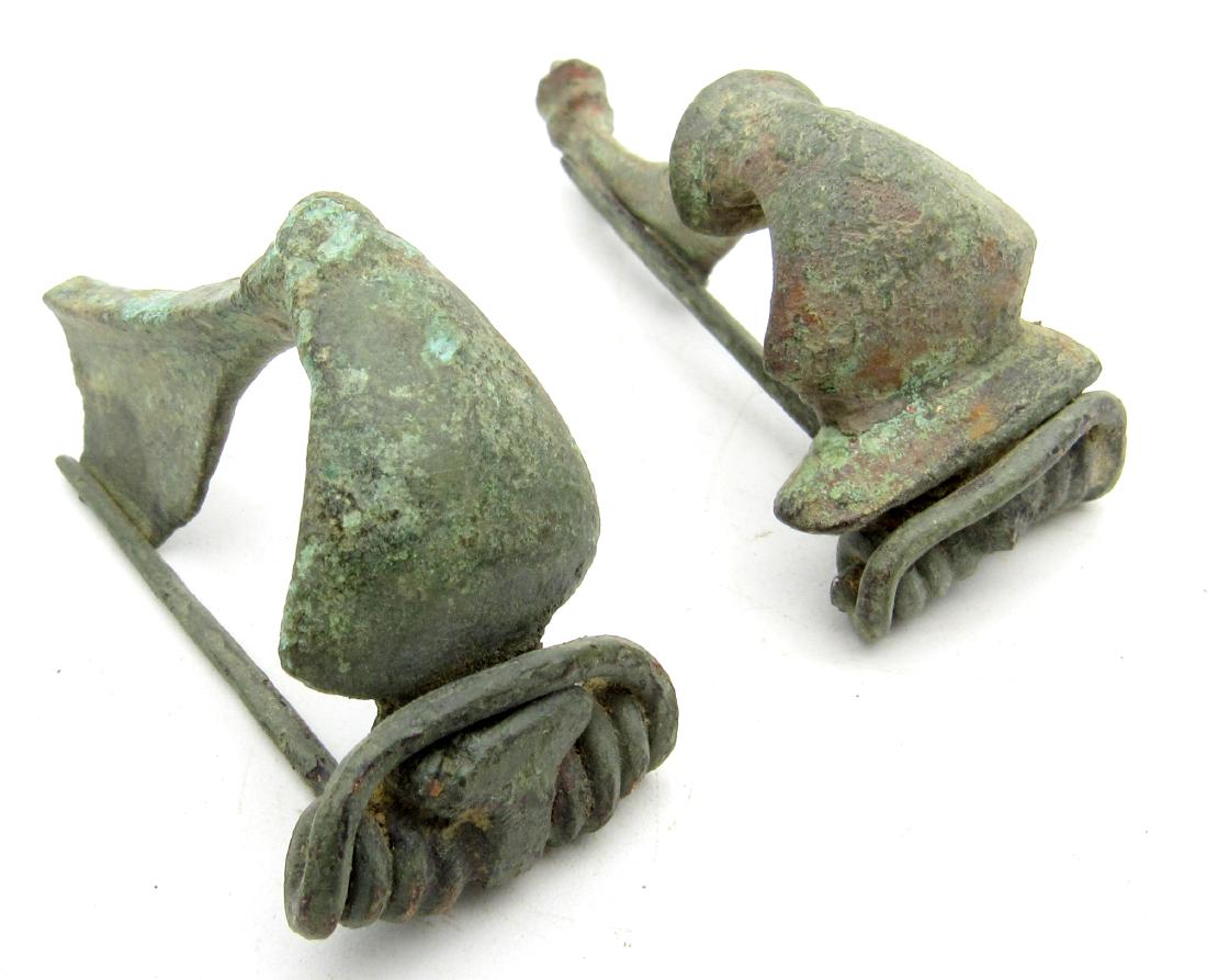 Pair of Roman Brooches / Fibulae (2 Trumpet) (1 of 4)