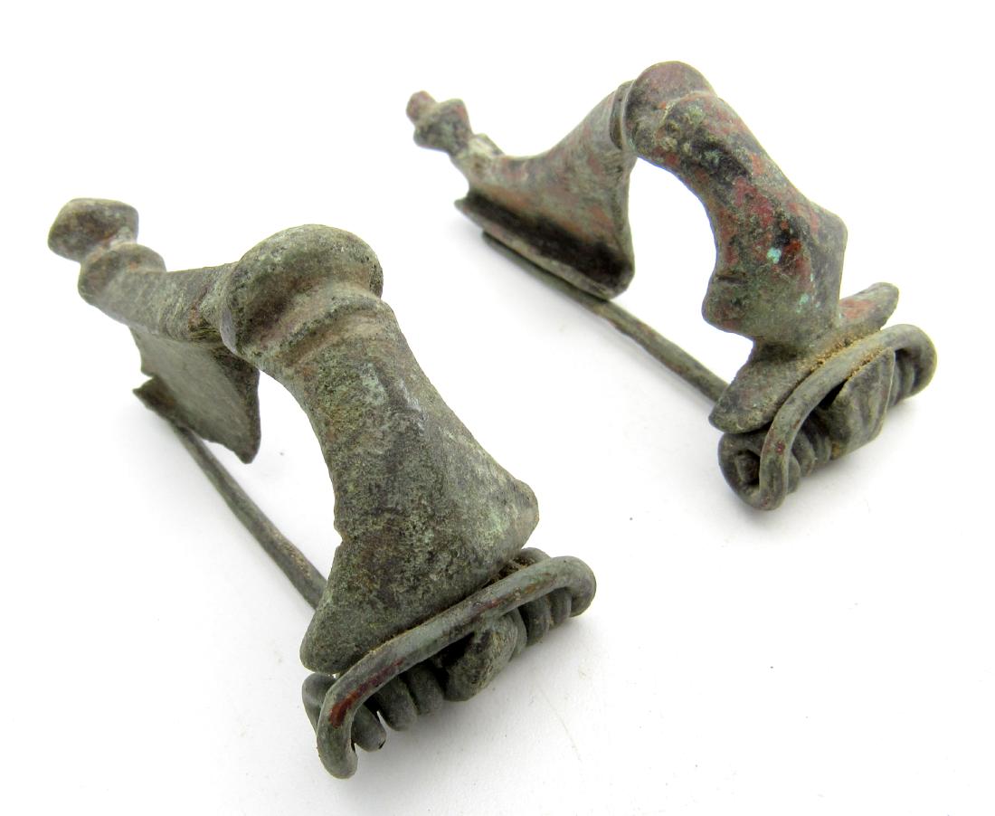 Pair of Roman Brooches / Fibulae (2 Trumpet) (1 of 4)