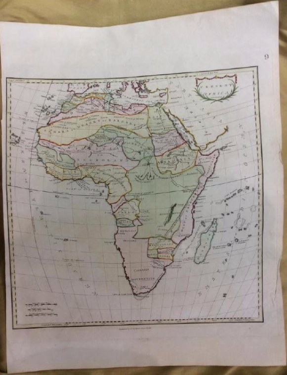 Stackhouse: Antique Map of Present Africa, 1783: Map: Present Africa Date Printed: 1783 Cartographer: Thomas Stackhouse Material/Medium: Paper Size: 15 1/2" x 20" Original hand color. Copperplate engraved. From 'An Universal Atlas.' Please note that