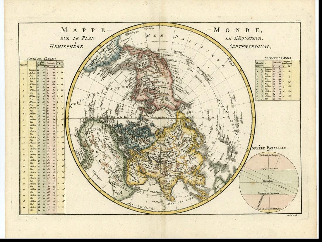 Bonne: Antique Map of Northern Polar Projection, 1787 (1 of 1)
