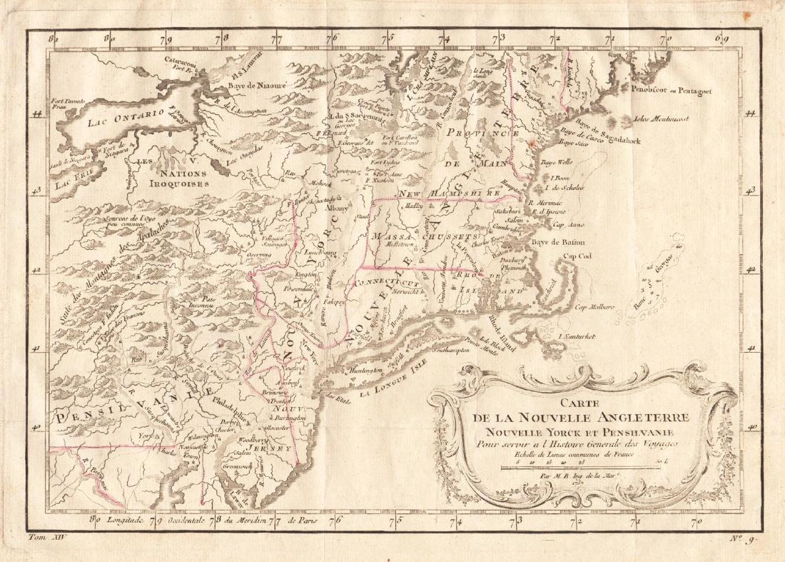 Bellin: Antique Map of New England, 1757 (1 of 1)