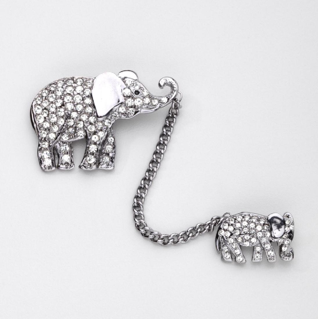 BUTLER & WILSON RHINESTONE PAIR OF WALKING ELEPHANTS (1 of 3)