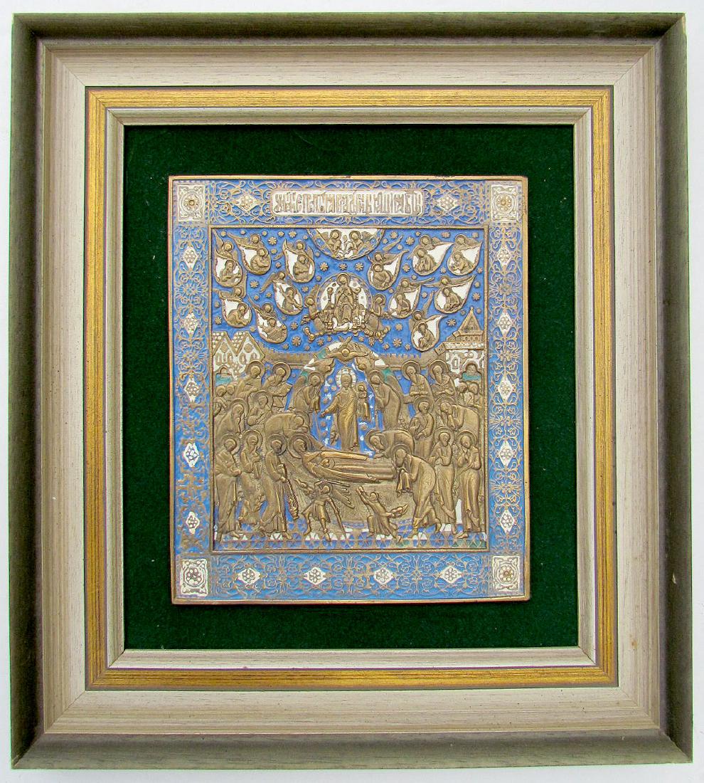 Russian Bronze Enamel Icon Dormition of Mother of God (1 of 6)