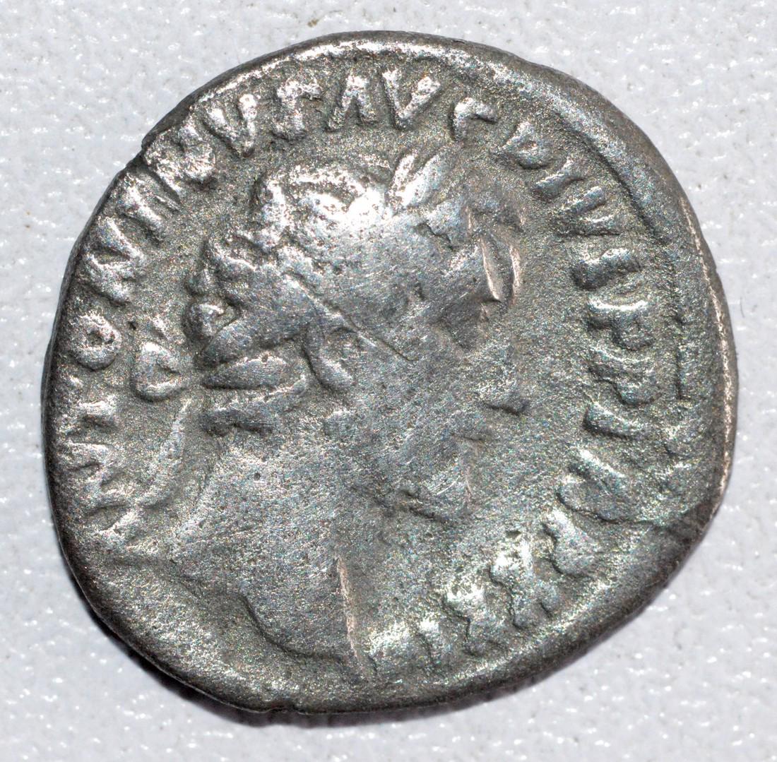 Ancient Roman Silver Denarius of Emperor Antoninus Pius (1 of 2)