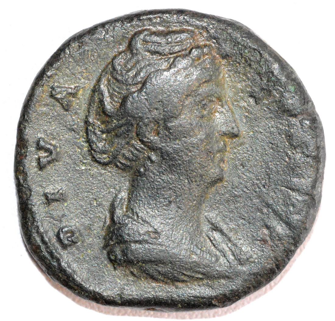 Ancient Roman Bronze Sestertius of Empress Faustina rv. (1 of 2)