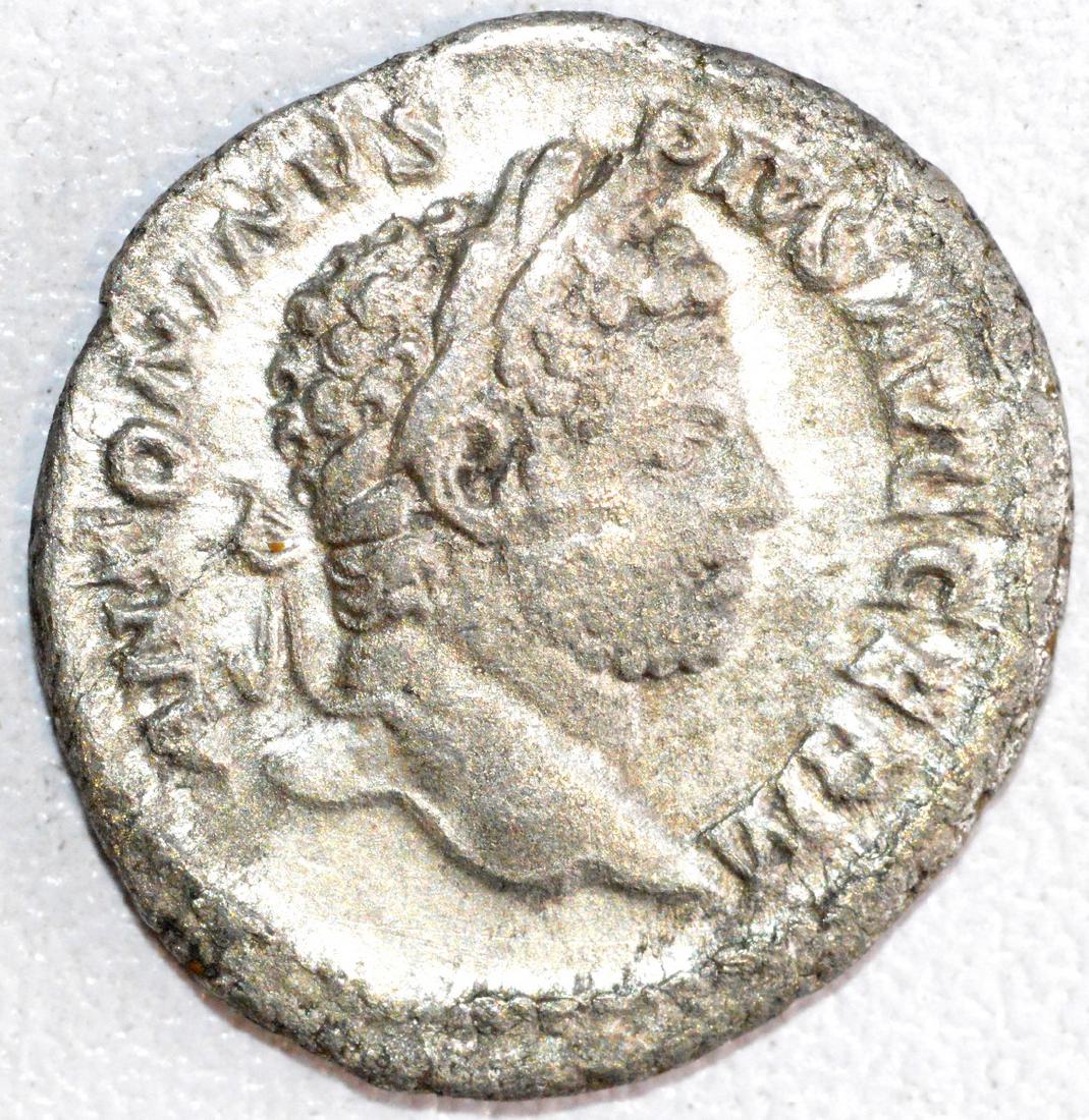 Ancient Roman Silver Denarius of Emperor Caracalla, rv. (1 of 2)