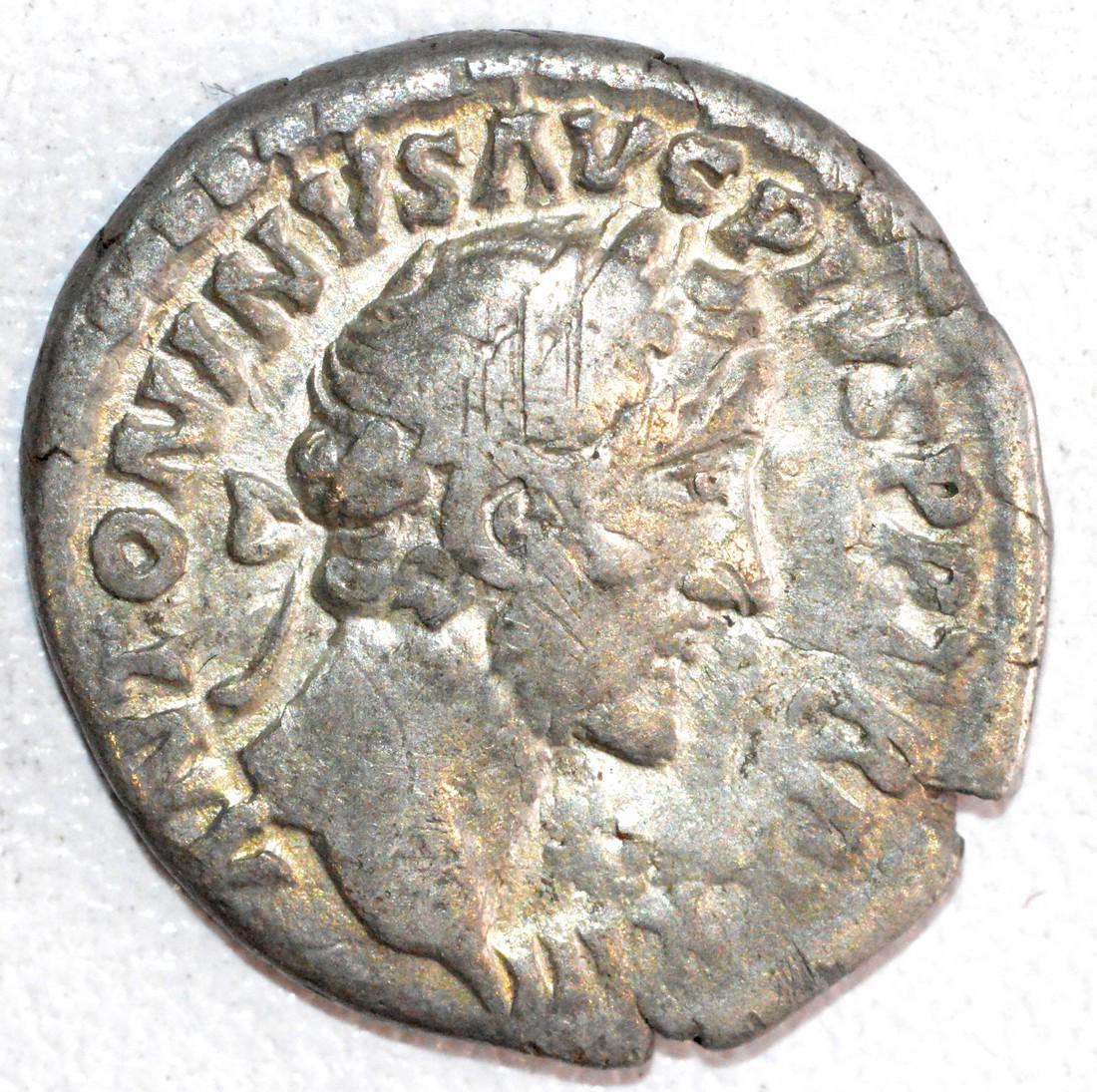 Ancient Roman Silver Denarius of Emperor Antoninus Pius (1 of 2)