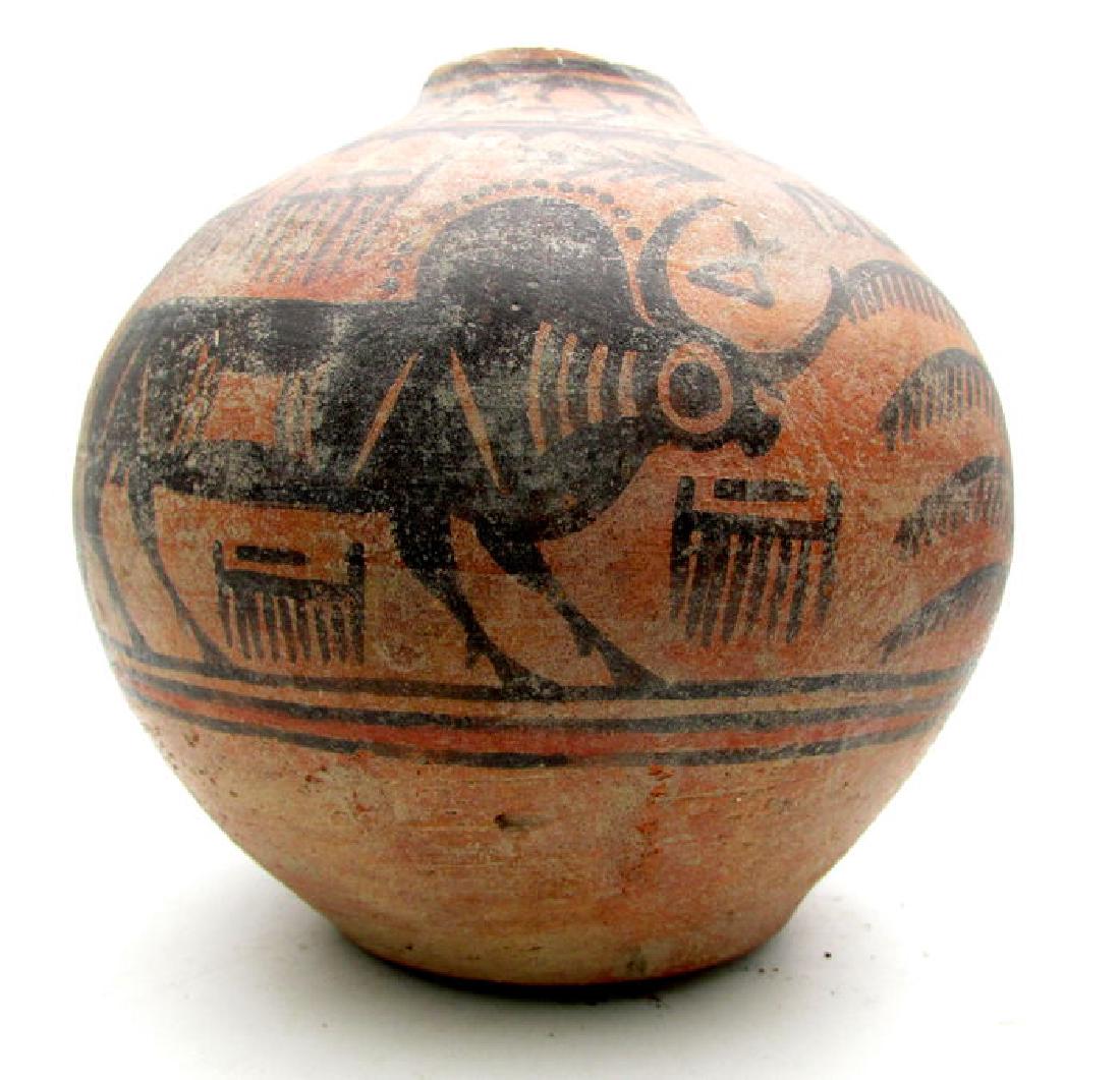 Indus Valley Painted Terracotta Jar with Bull Motif (1 of 4)