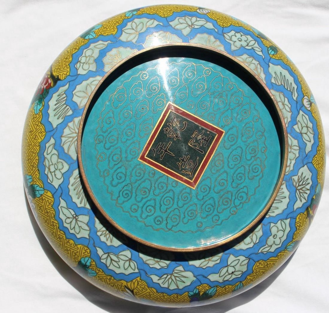 Vintage Large Round Chinese Cloisonne Bowl (1 of 4)