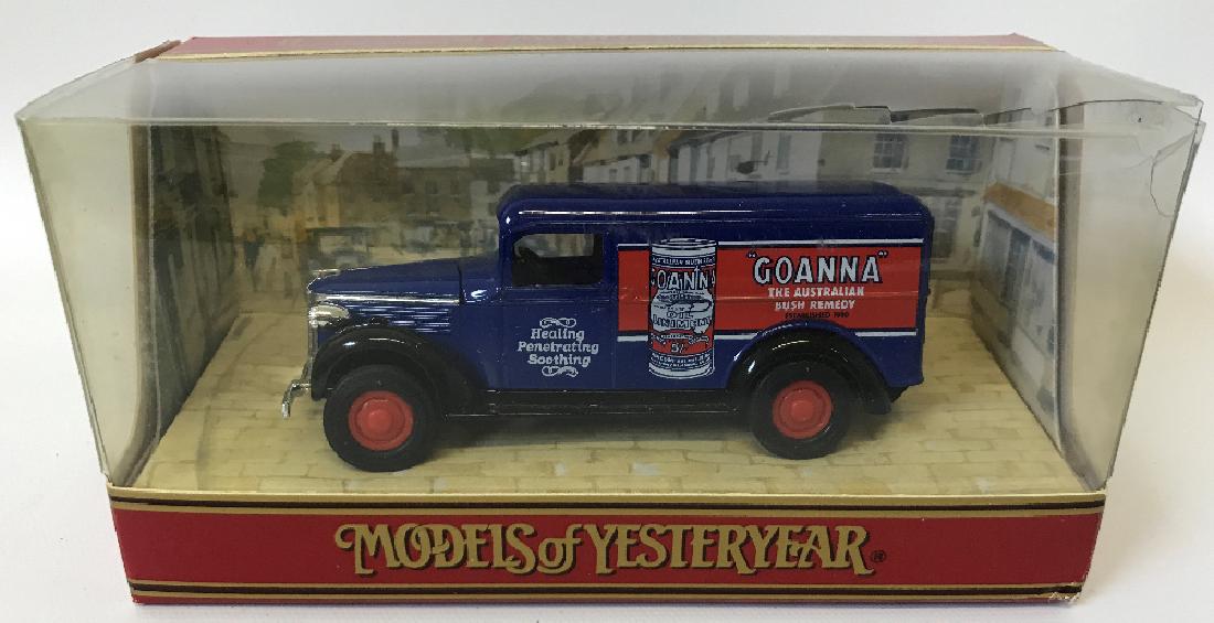 Vintage MATCHBOX LESNEY Models of Yesteryear GMC Van: Vintage MATCHBOX LESNEY Models of Yesteryear GMC Van 'Goanna' Y12 (Y12-5-2), blue body and roof, black chassis, red solid wheels orangey-red, mid blue and white tampo decoration, like new condition in
