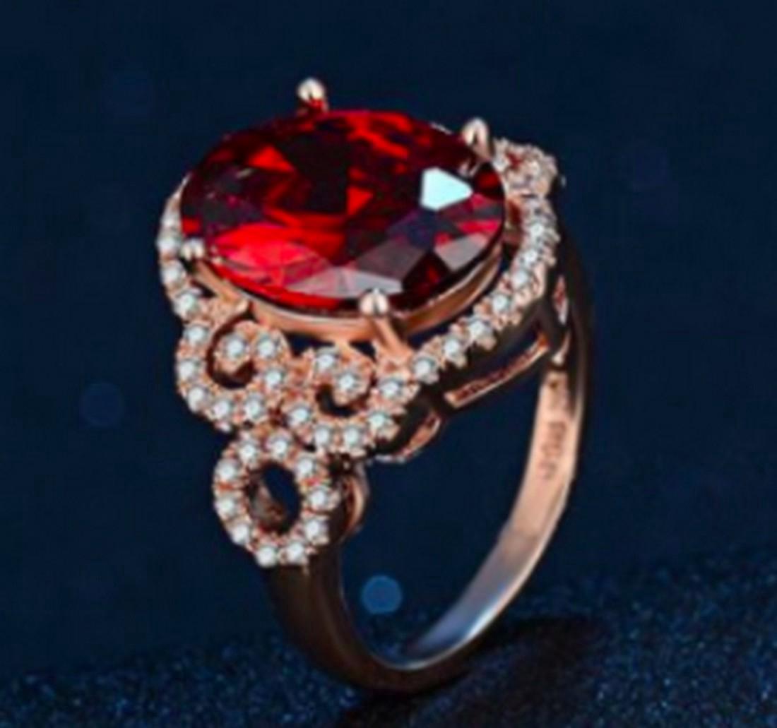 14K Rose Gold Filled Garnet CZ Ring, 6ct (1 of 3)