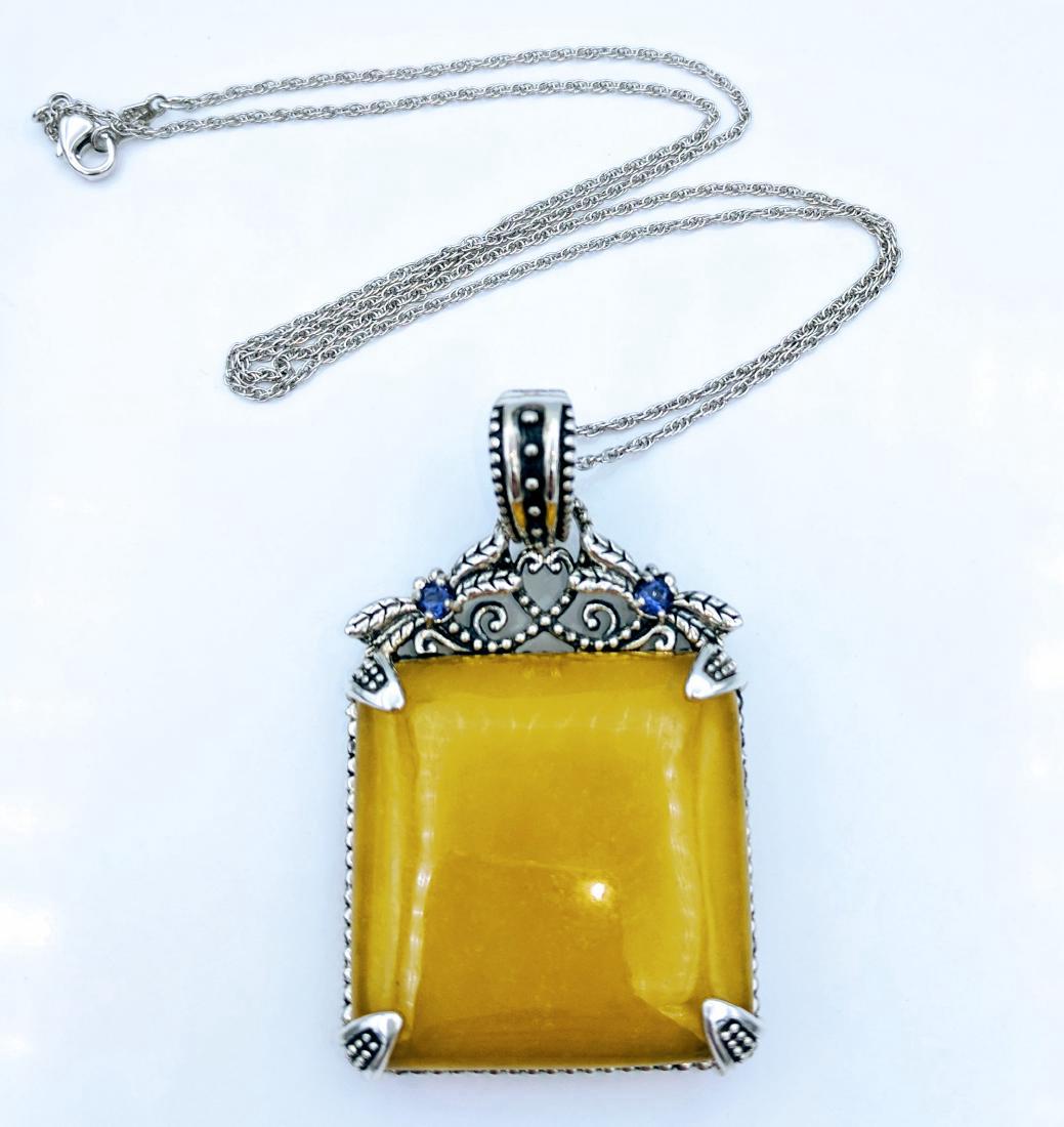 Sterling Silver Yellow Jade Amethyst Necklace, .22ctw (1 of 6)