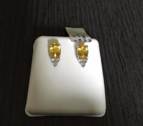 14K White Gold Yellow Sapphire Diamond Earrings, 2ctw (1 of 3)