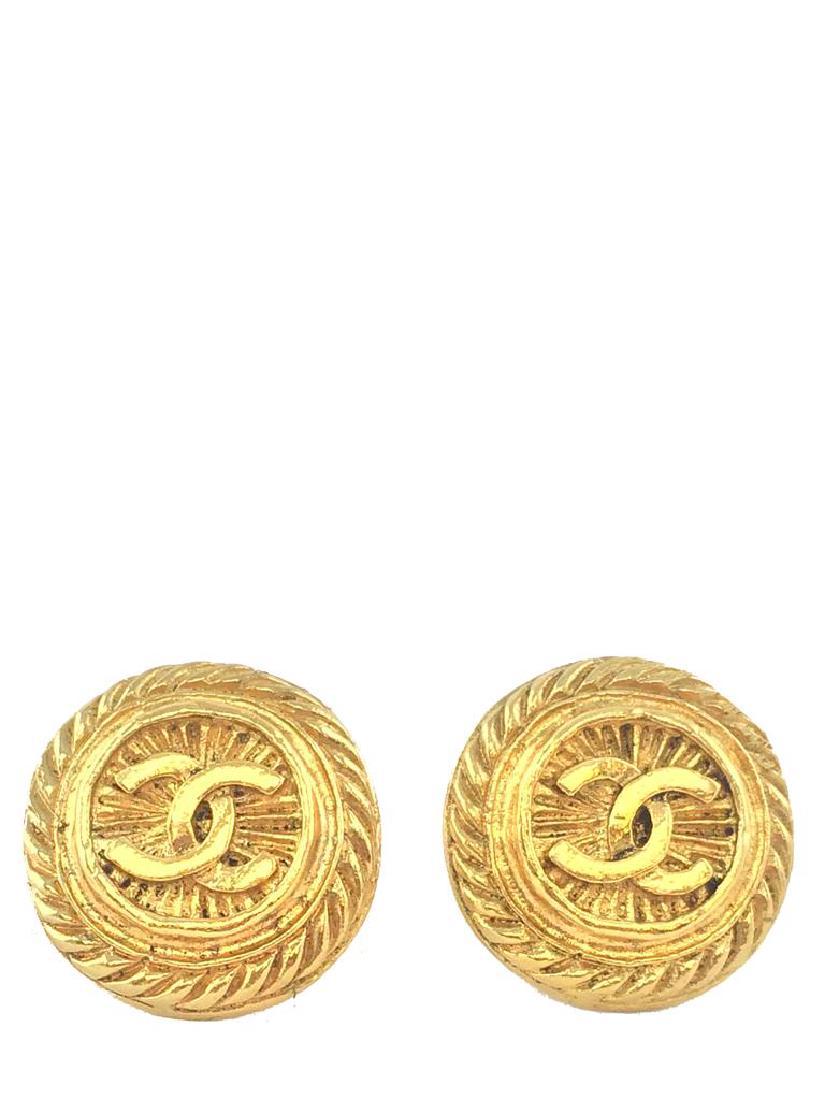 Vintage Chanel Gold CC Logo Clip-On Earrings (1 of 3)