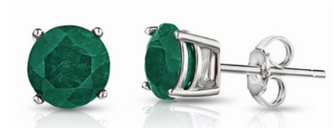 Sterling Silver Emerald Stud Earrings, 2ct (1 of 1)