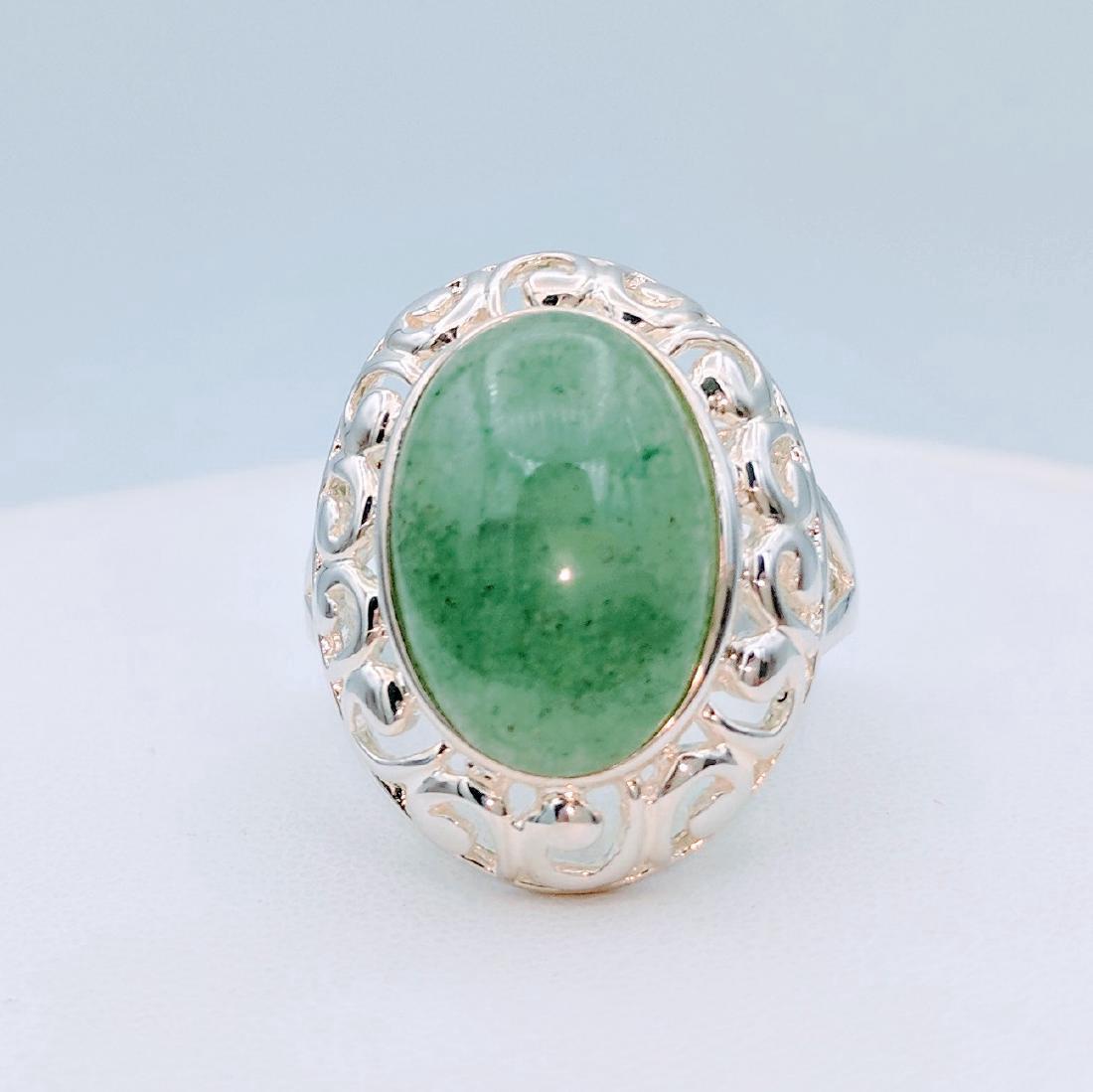 Sterling Silver Victorian Style Jade Ring (1 of 6)