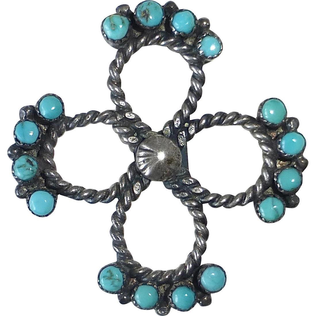 Native American Sterling Silver Turquoise Pin (1 of 8)
