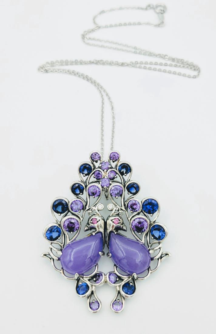 Sterling Silver Jadeite Sapphire Amethyst Necklace (1 of 5)