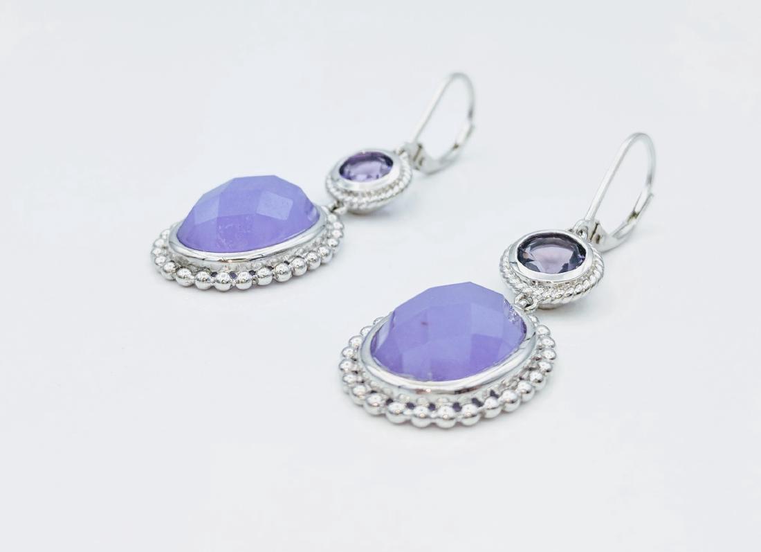 Sterling Silver Jadeite Amethyst Earrings 1.68ctw (1 of 4)