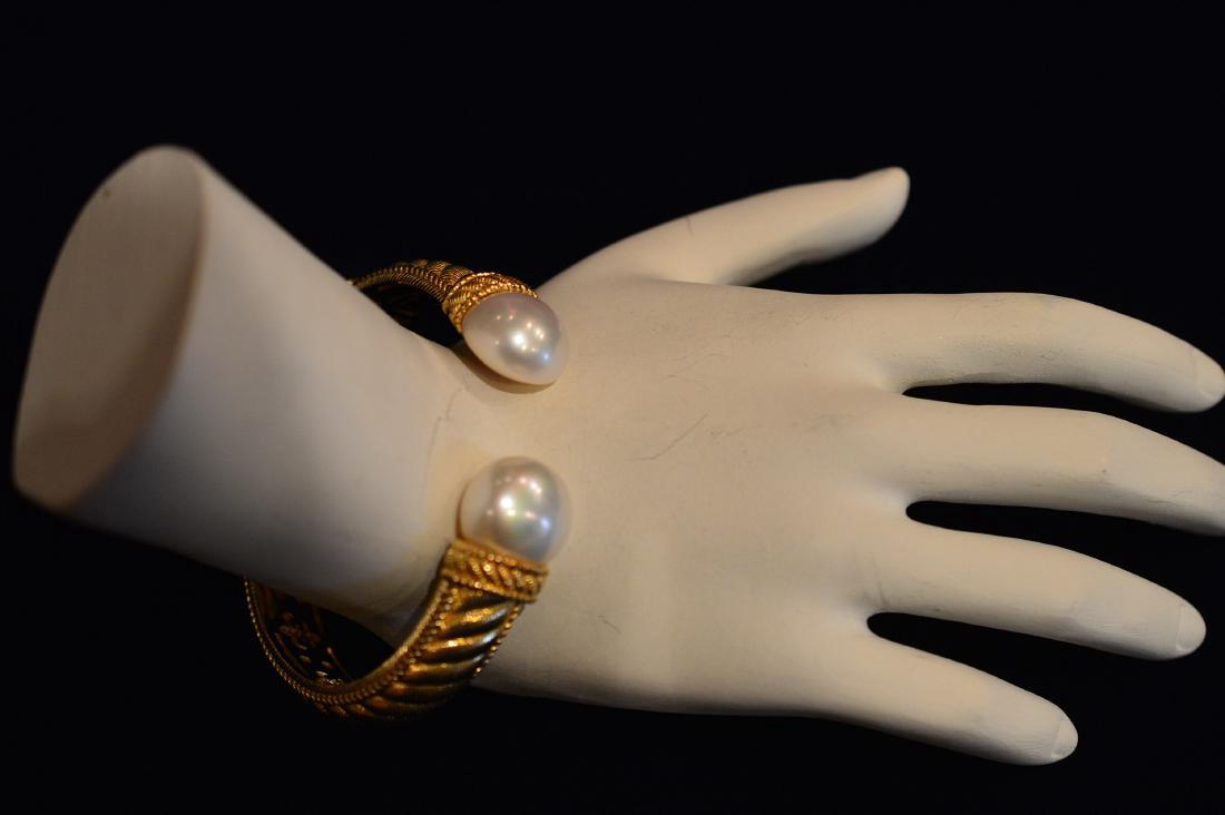 Judith Ripka Gold Clad Sterling Silver Pearl Cuff (1 of 2)