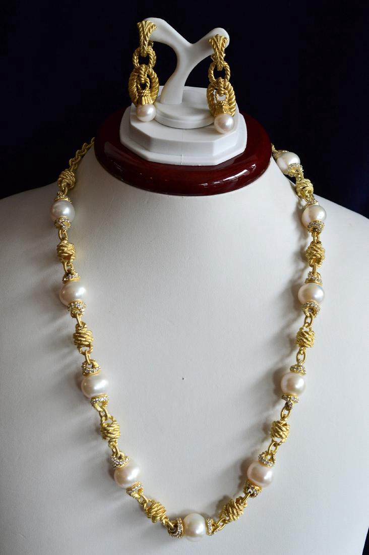 Judith Ripka Gold Clad Sterling Pearl CZ Jewelry Set (1 of 3)