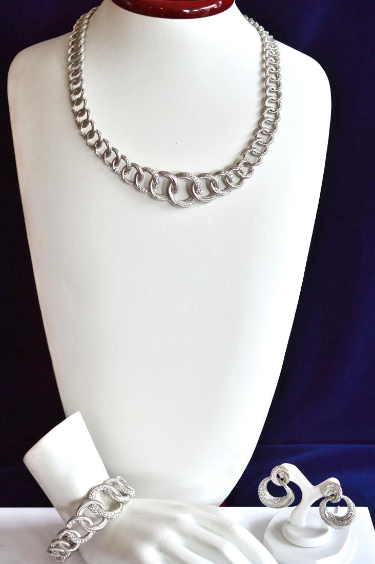 Graduated Sterling Silver Necklace Bracelet Earrings (1 of 4)