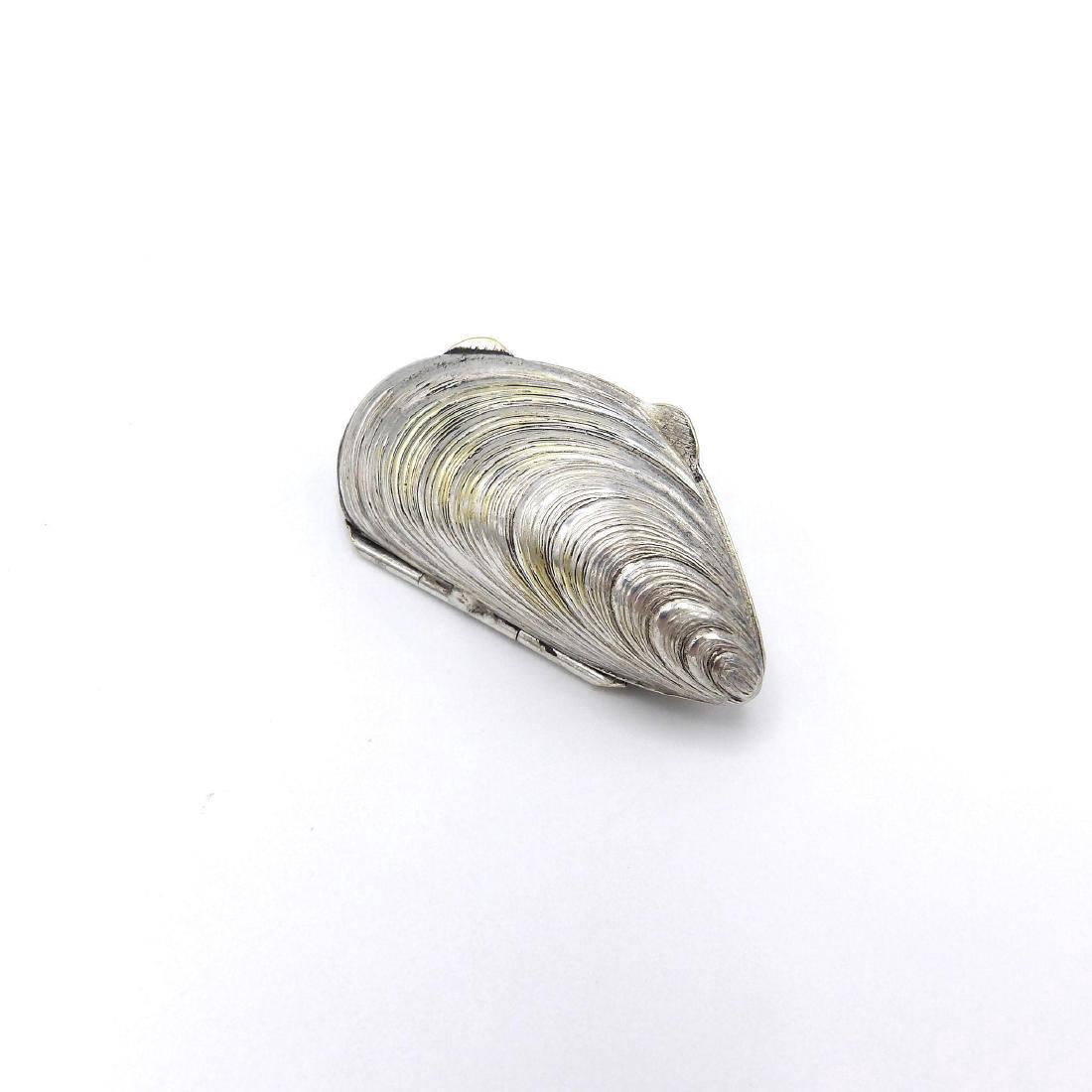 Vintage European Silver Plate Mussel Shell Pill Box (1 of 6)