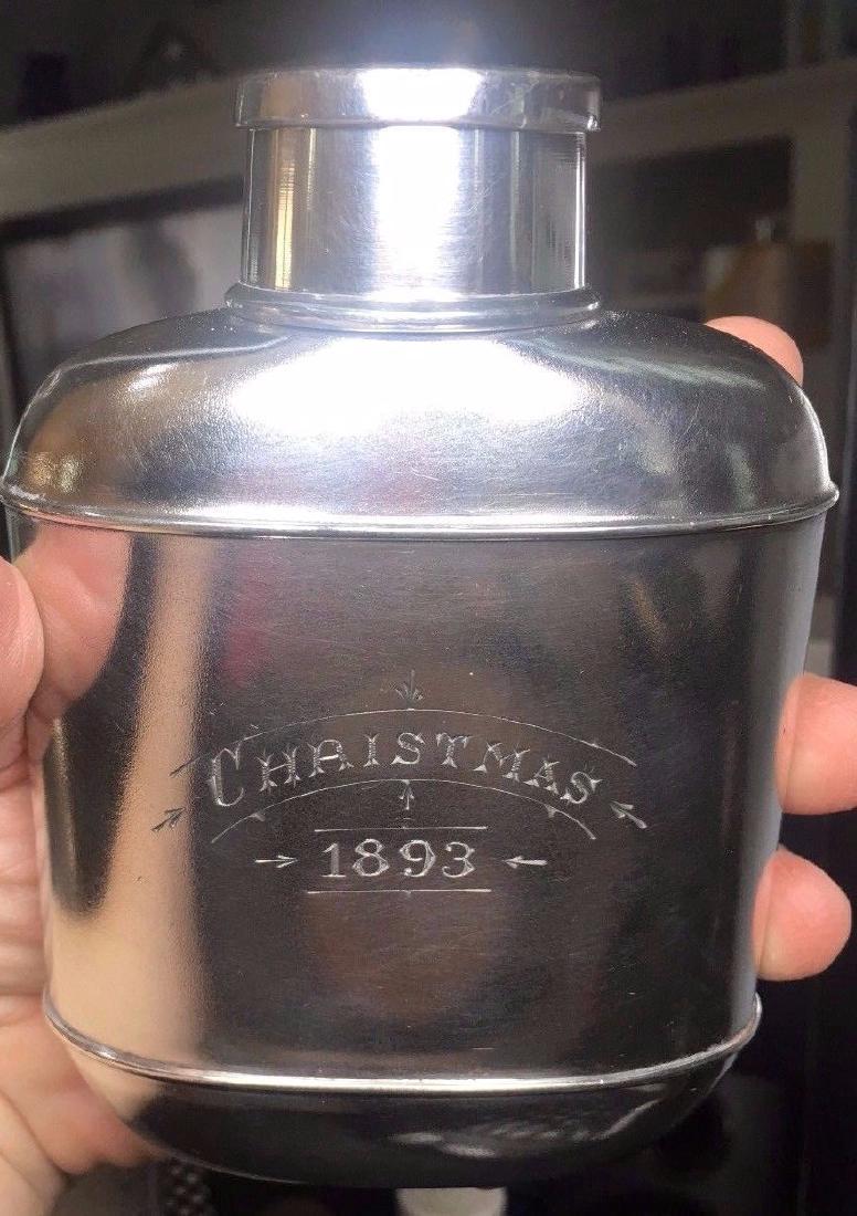 Antique Wilcox Victorian Silver Plate Flask, 1893 (1 of 6)
