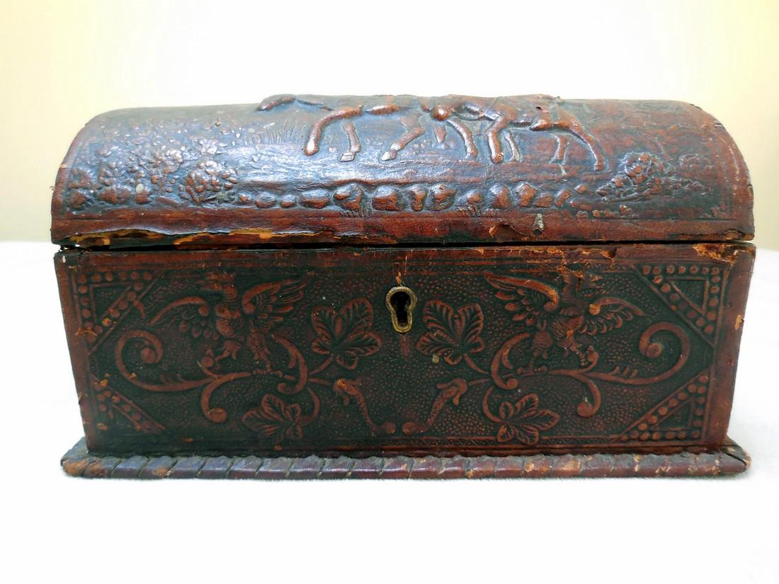 Antique Tooled Leather, Dome-Topped Document Box (1 of 8)