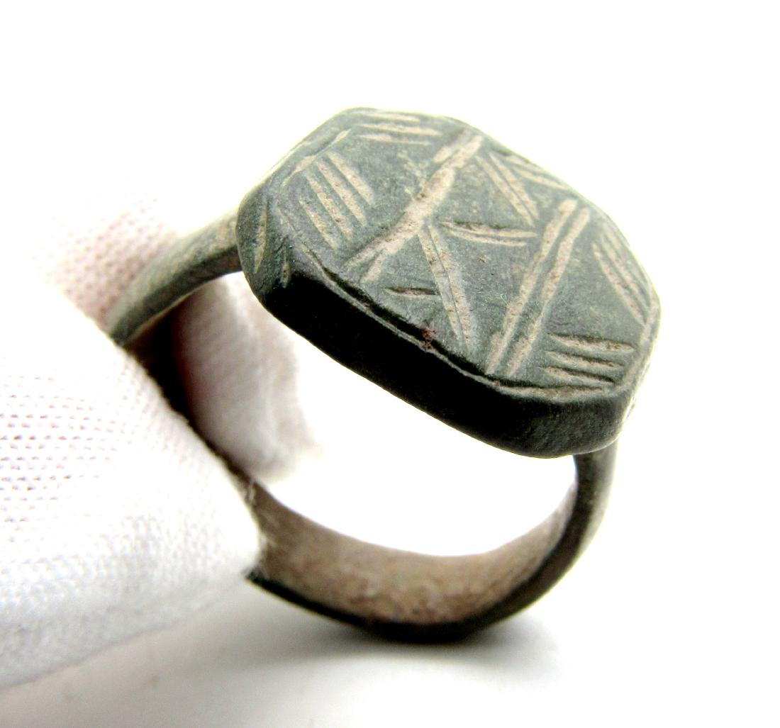 Viking Bronze Traveler's Ring Depicting Mountains (1 of 4)